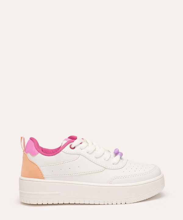 tênis infantil casual com miçanga branco 32