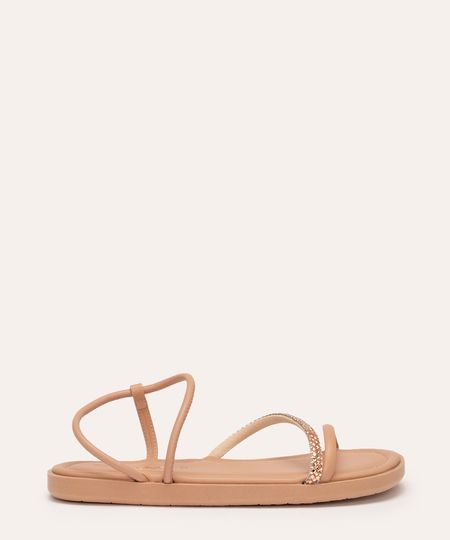 rasteirinha flat com brilhos via uno bege 36 rasteirinha flat com brilhos via uno bege 36