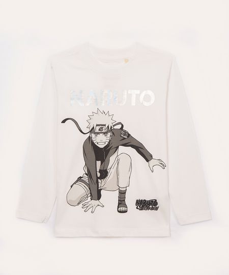 camiseta infantil manga longa naruto branco 4