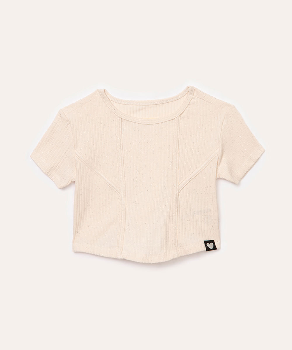 blusa de viscose infantil com brilho off white