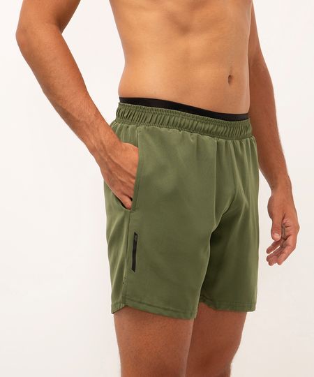 short com bolsos e elástico esportiva ace - verde militar M