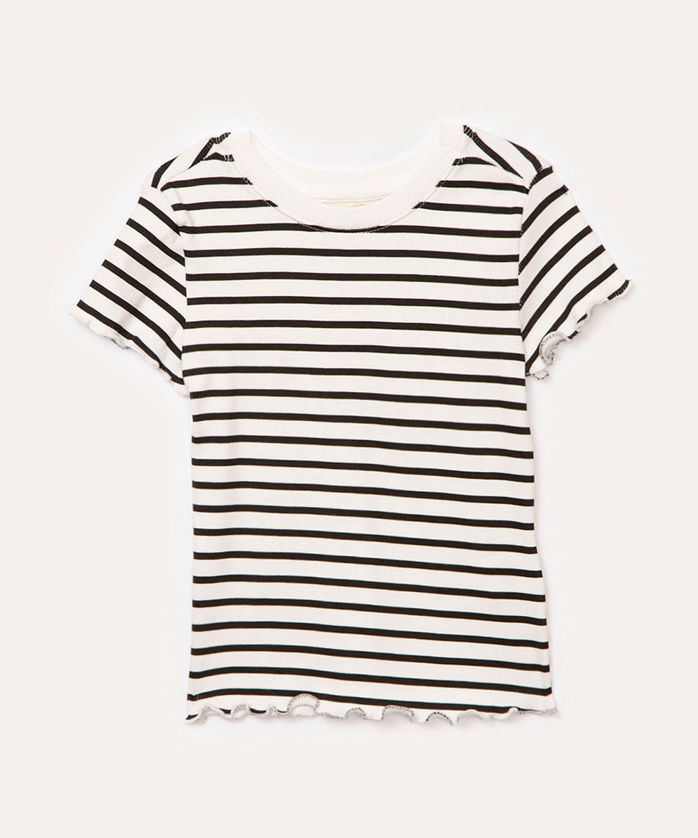 blusa de algodão infantil listrada off white