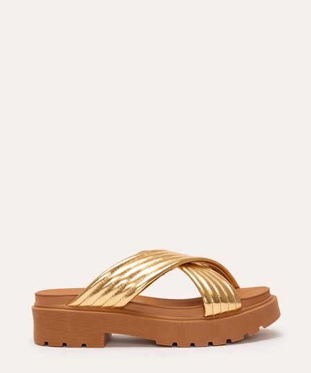 tamanco tira larga cruzada vizzano dourado 34 tamanco tira larga cruzada vizzano dourado 34