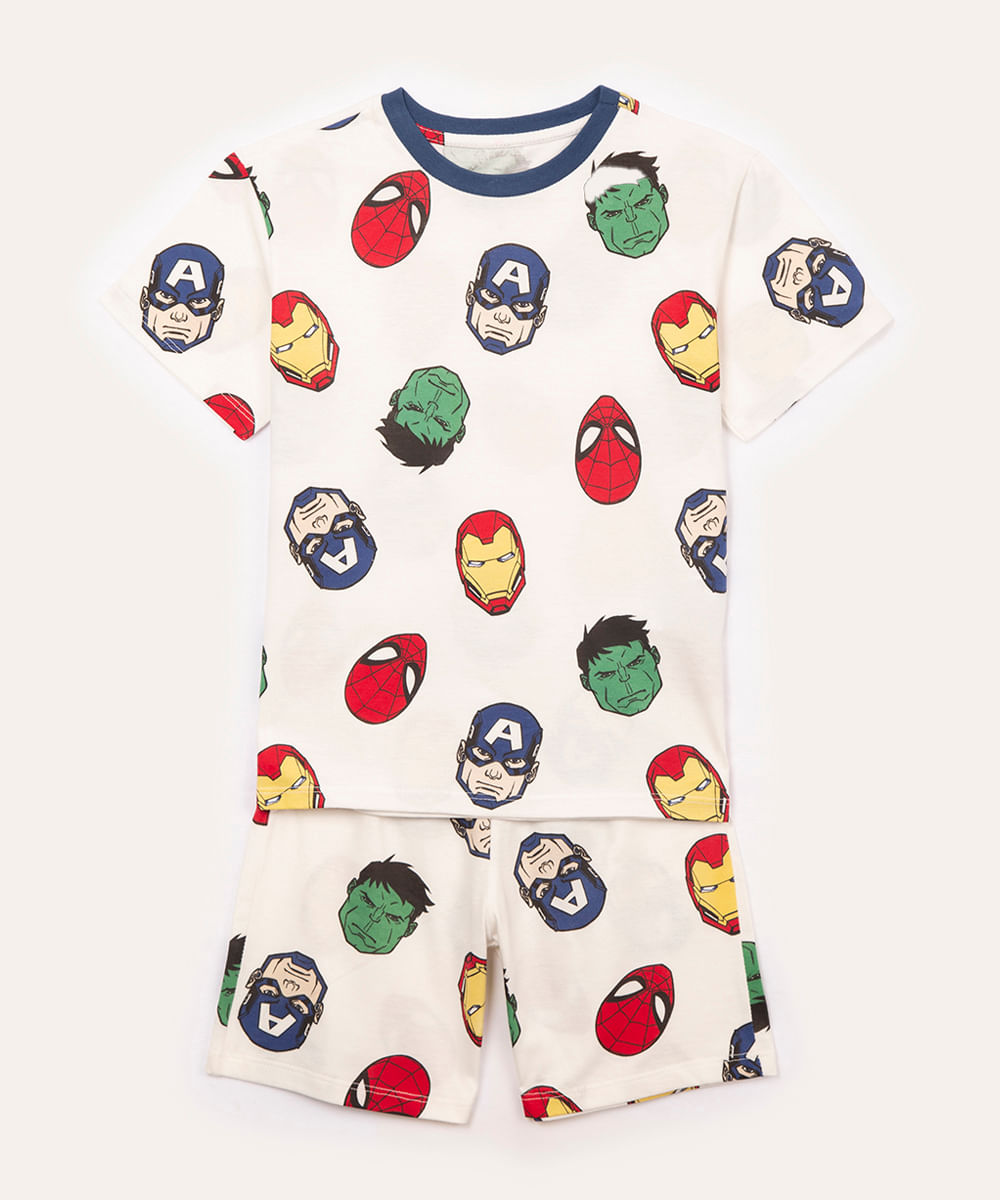 pijama de algodão infantil avengers off white