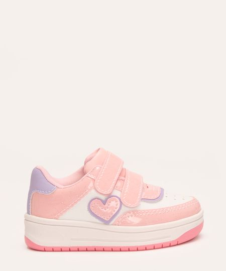 tênis infantil com velcro coração rosa claro 20 tênis infantil com velcro coração rosa claro 20