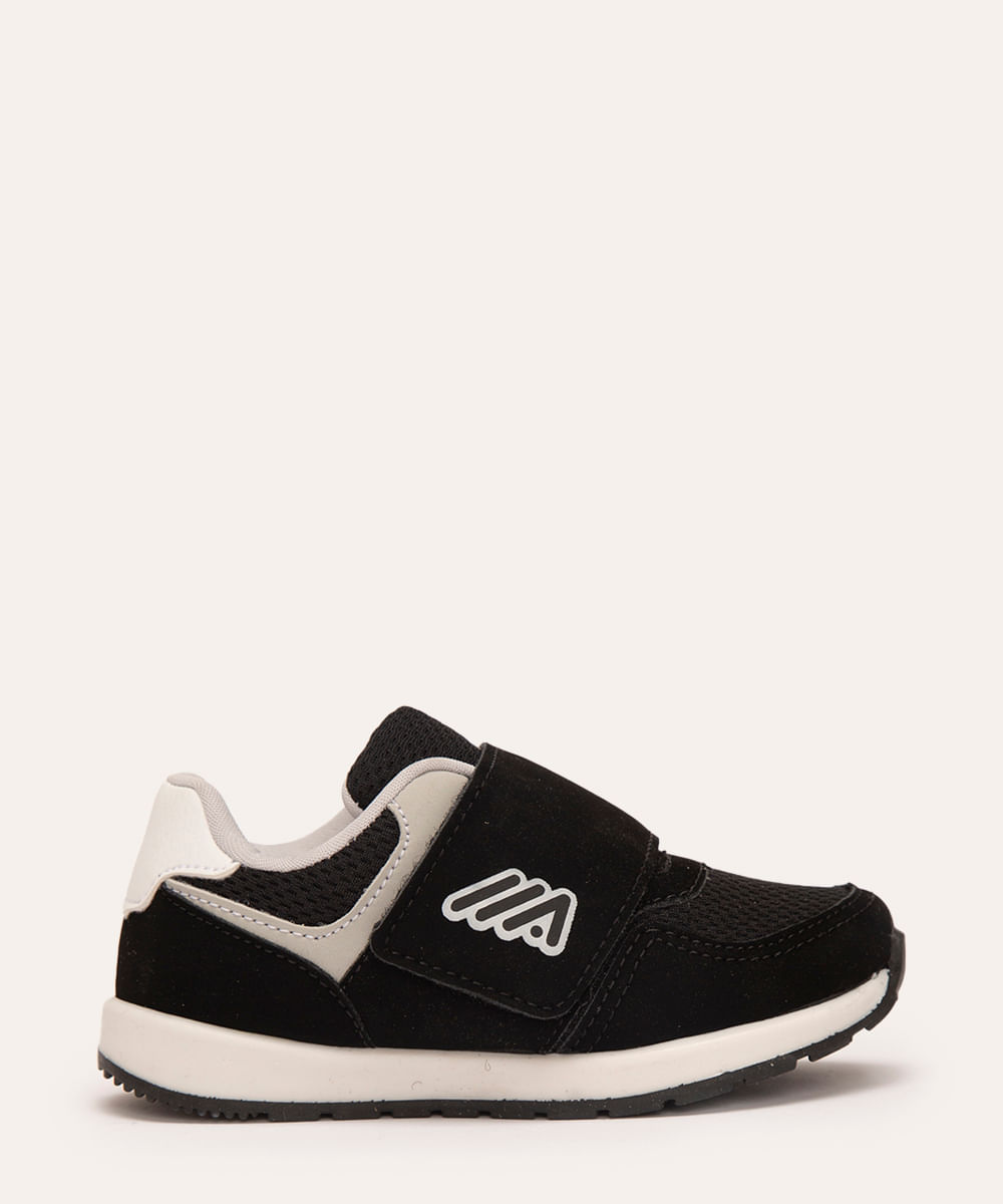 tênis infantil jogging com velcro ace preto