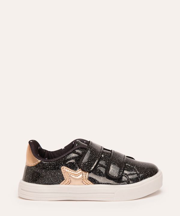 tênis infantil com velcro estrela preto 20