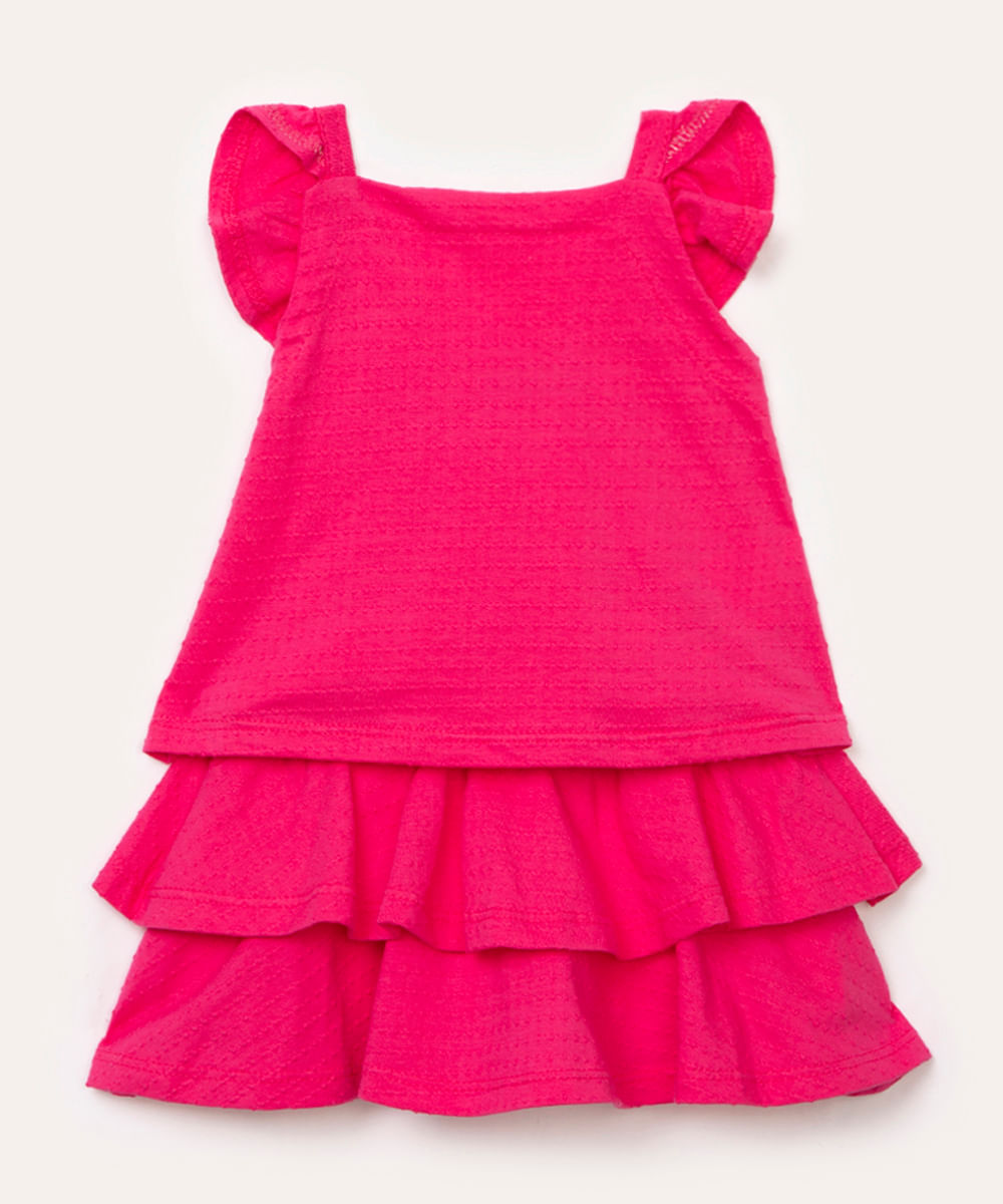 conjunto de algodão infantil texturizado pink