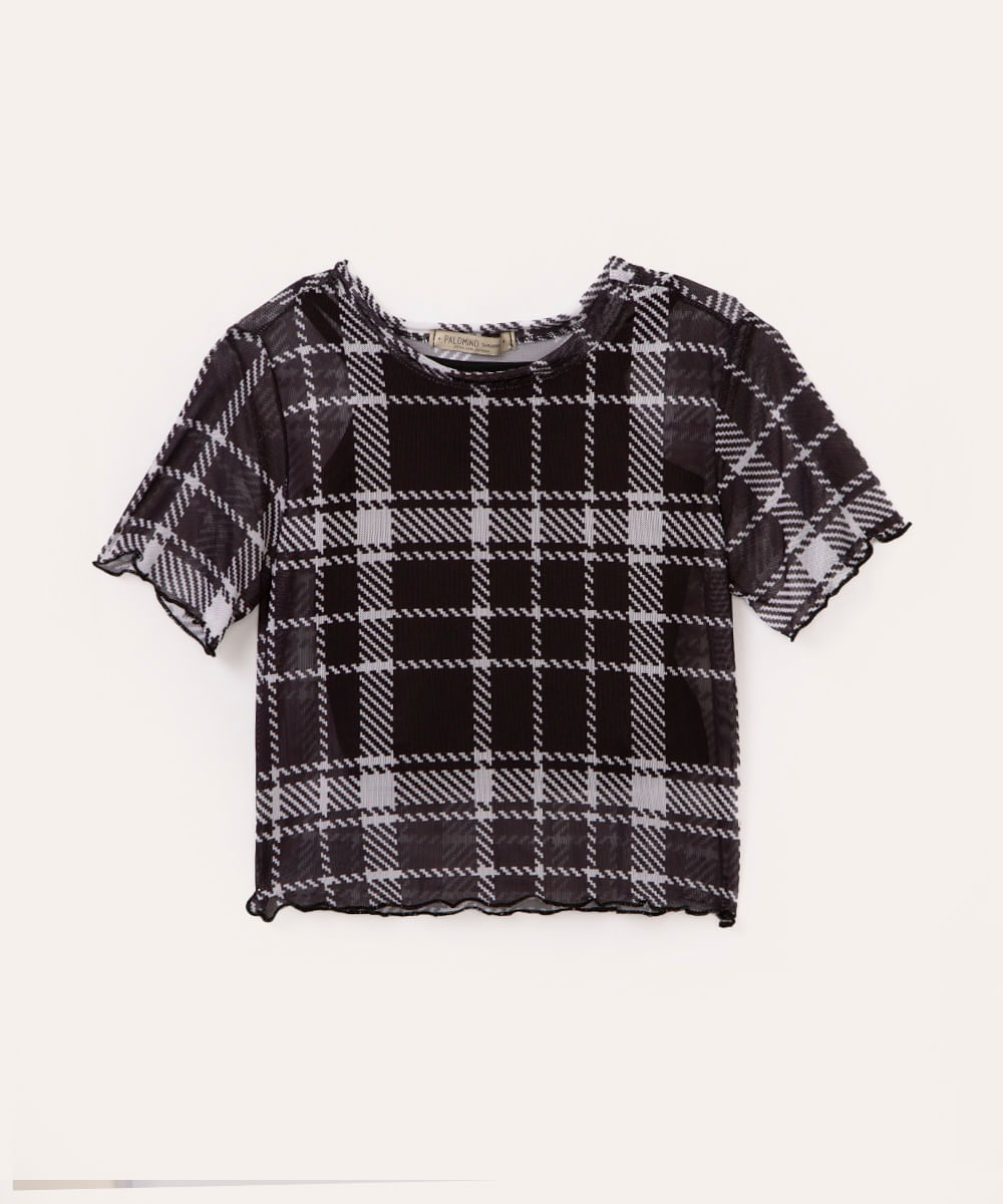 blusa de tule infantil xadrez colorido