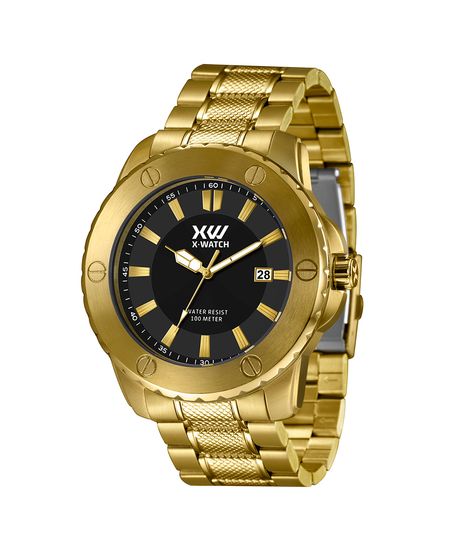 relógio x-watch analógico com calendário xmgs1042 p1kx dourado UNICO