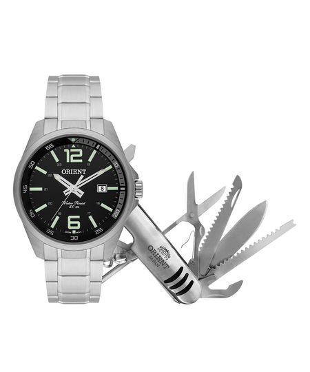 relógio orient analógico com calendário mbss1275 k768p2sx prateado UNICO relógio orient analógico com calendário mbss1275 k768p2sx prateado UNICO