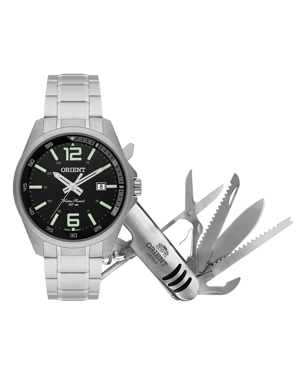 relógio orient analógico com calendário mbss1275 k768p2sx prateado relógio orient analógico com calendário mbss1275 k768p2sx prateado