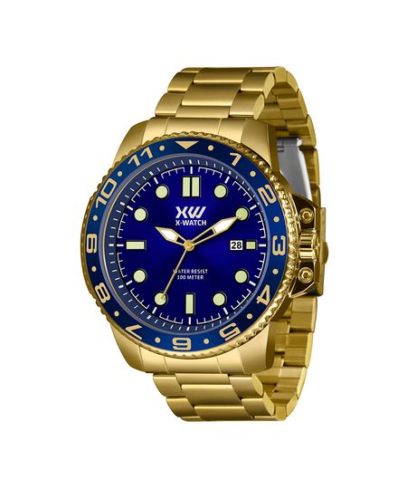 relógio x-watch analógico com calendário xmgs1043d1kx dourado UNICO