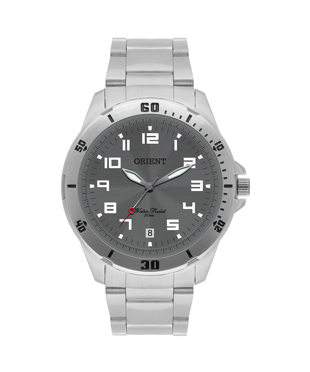 relógio orient analógico com calendário mbss1155a-g2sx prateado
