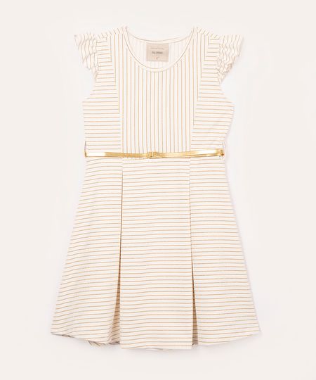 vestido infantil listrado com cinto dourado 4