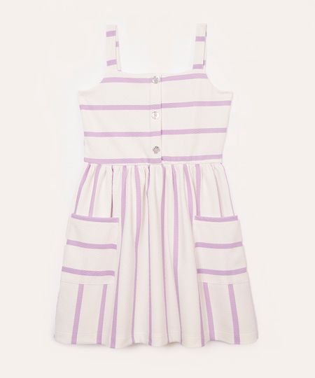 vestido infantil listrado com bolso lilás 4