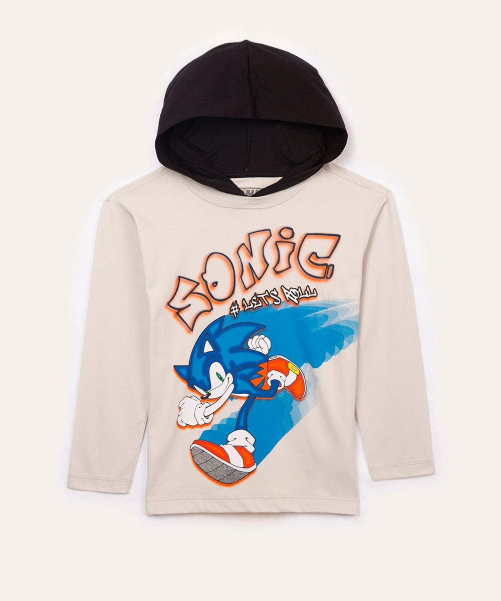 camiseta de algodão infantil sonic cinza