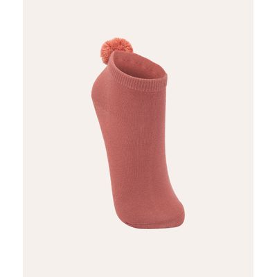 meia infantil com pompom rosa