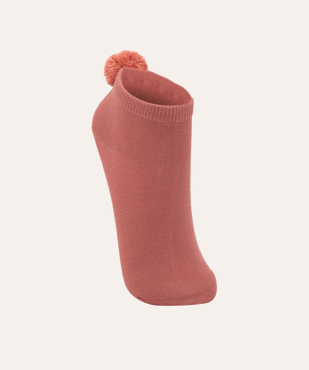 meia infantil com pompom rosa