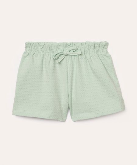 short de algodão infantil texturizado verde claro 2
