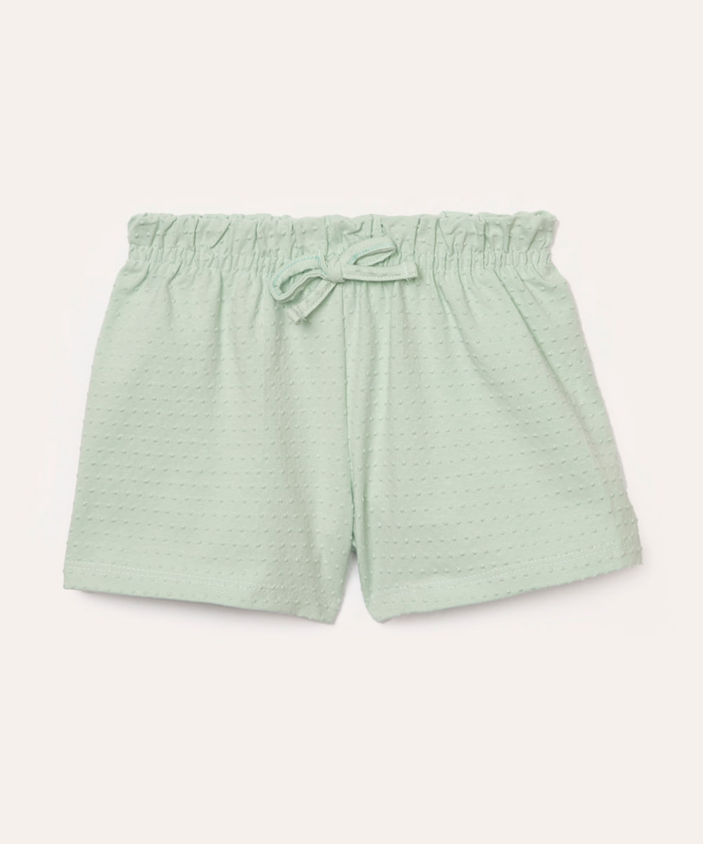 short de algodão infantil texturizado verde claro