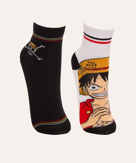 kit de 2 pares de meias infantis one piece colorido 30-33 kit de 2 pares de meias infantis one piece colorido 30-33