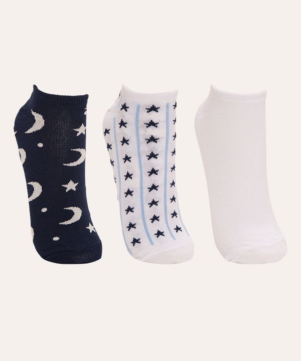 kit de 3 pares de meias estrelas colorido 34-39