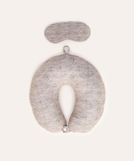 apoio de pescoço com máscara de dormir cinza UNICO apoio de pescoço com máscara de dormir cinza UNICO