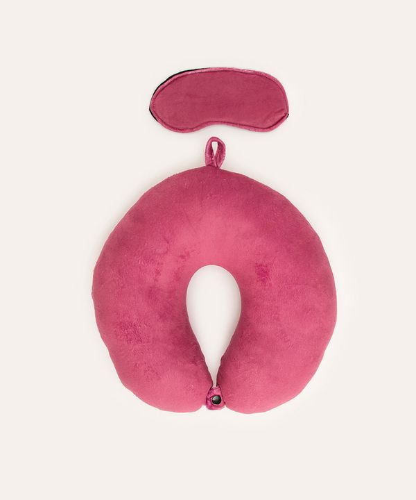 apoio de pescoço com máscara de dormir rosa UNICO