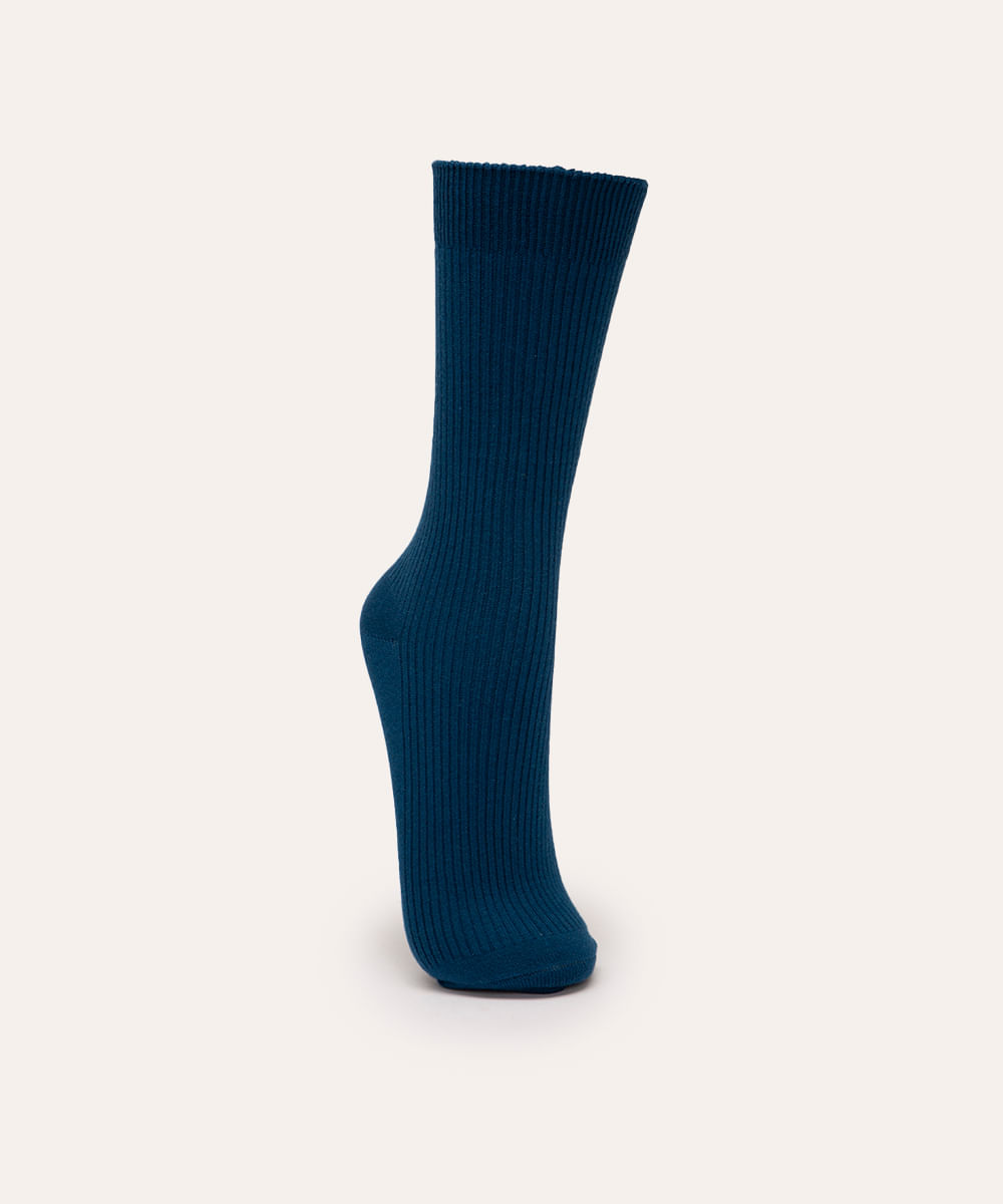 meia canelada cano longo - petroleo