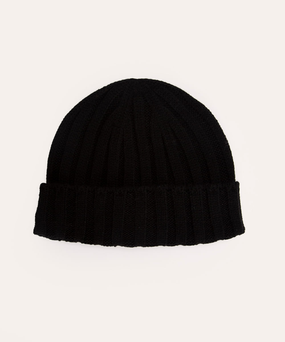 gorro de tricot canelado preto