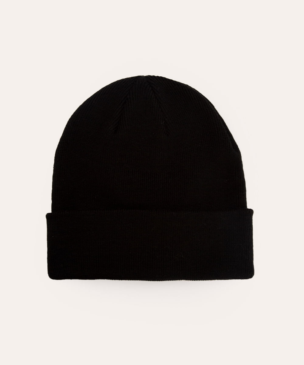 gorro de tricot com dobra preto