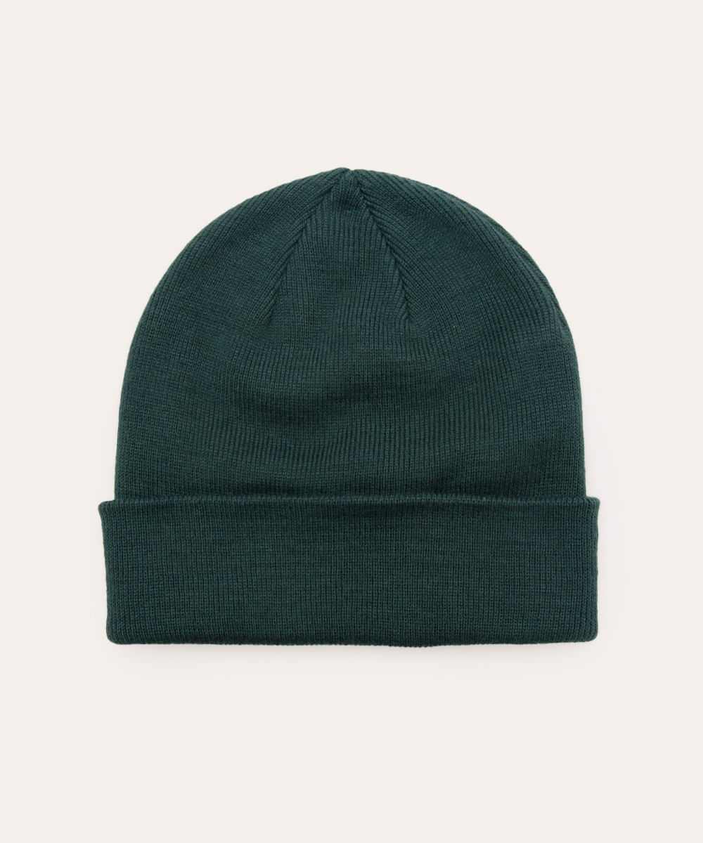 gorro de tricot com dobra verde