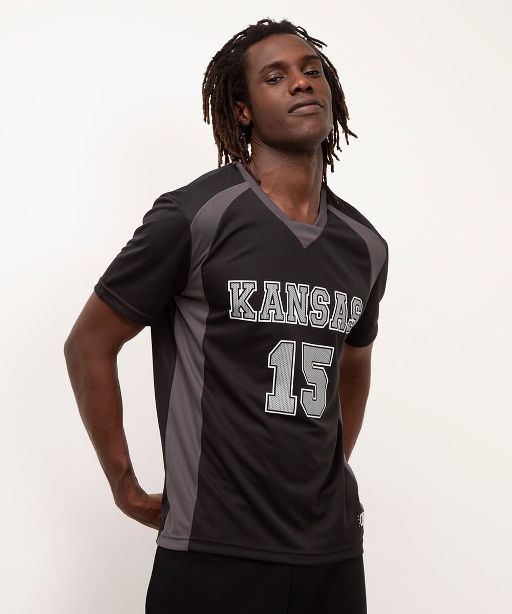 camiseta esportiva oversized kansas ace preto