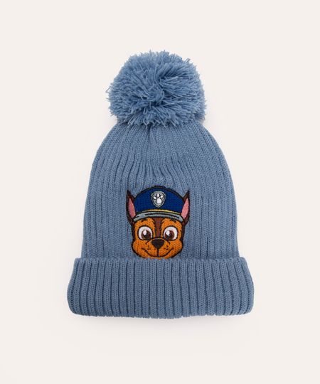 gorro infantil chase com pompom azul UNICO