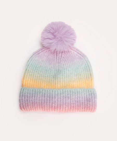 gorro infantil tie dye com pompom colorido UNICO