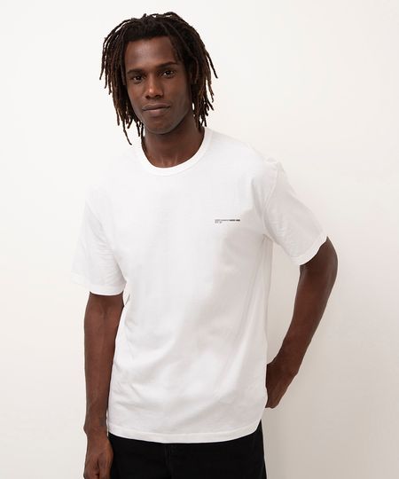 camiseta de algodão manga curta estampada off white GG