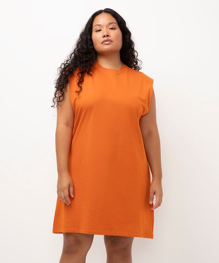 vestido de algodão básico muscle laranja PP