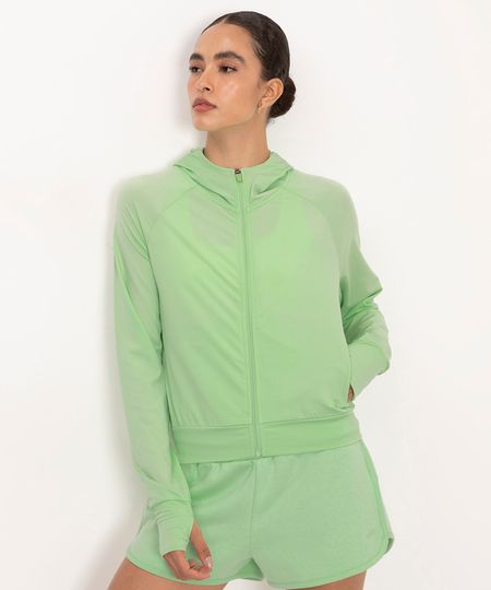 jaqueta com capuz esportiva ace - verde aqua P