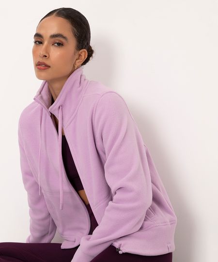 jaqueta de fleece gola alta esportiva ace lilás P