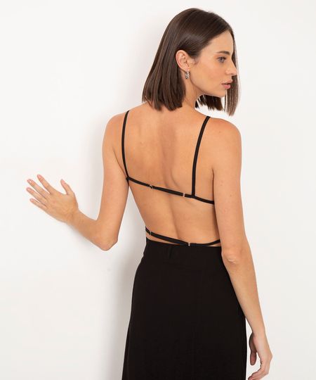 blusa frente única alças finas preta P