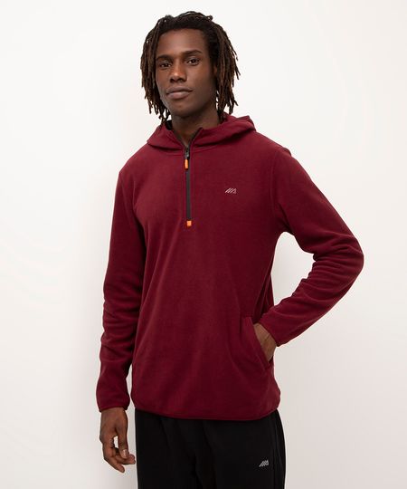 blusa polar fleece com capuz ace vinho M