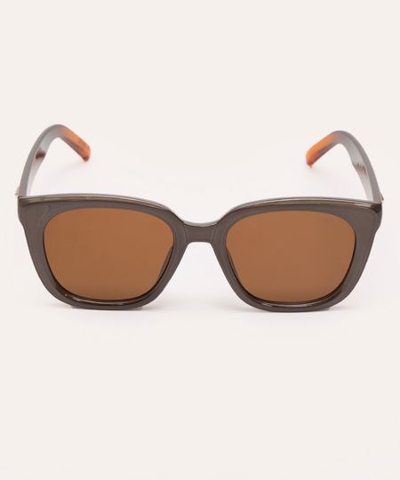 óculos de sol oval marrom UNICO