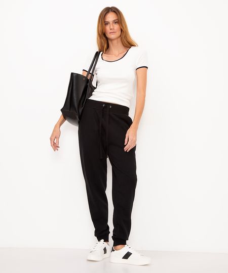 calça de moletom jogger com felpa - preto GG calça de moletom jogger com felpa - preto GG