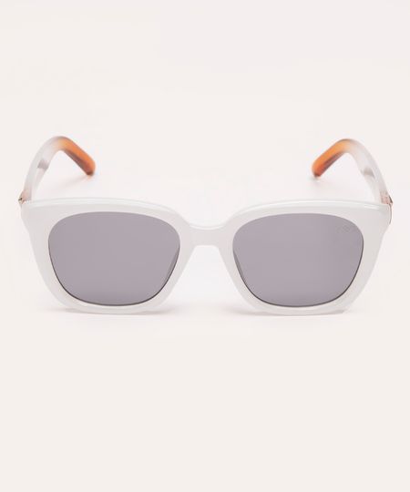 óculos de sol oval branco UNICO