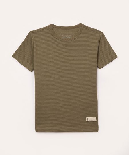 camiseta de algodão infantil texturizada verde militar 4