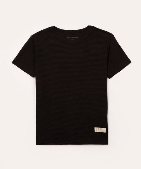 camiseta de algodão infantil texturizada preto 4