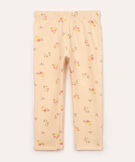 calça de legging de algodão infantil floral amarelo 2