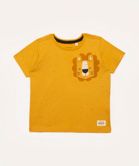 camiseta infantil leão manga curta amarelo 1