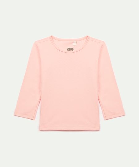 blusa infantil básica manga longa rosa claro 1